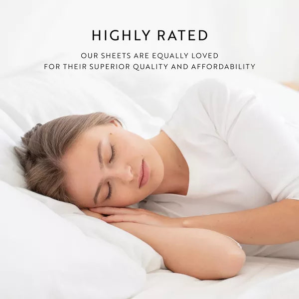 300 Thread Count 100% Cotton 4 Piece Solid Sheet Set Sateen Weave - King
