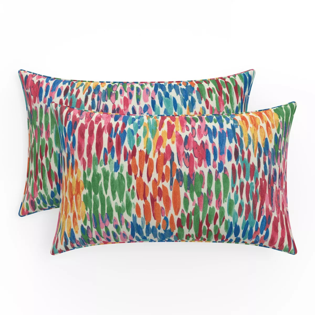 2pk Make it Rain Rectangular Outdoor Throw Pillow Zinnia Blue SHOWROOM ITEM