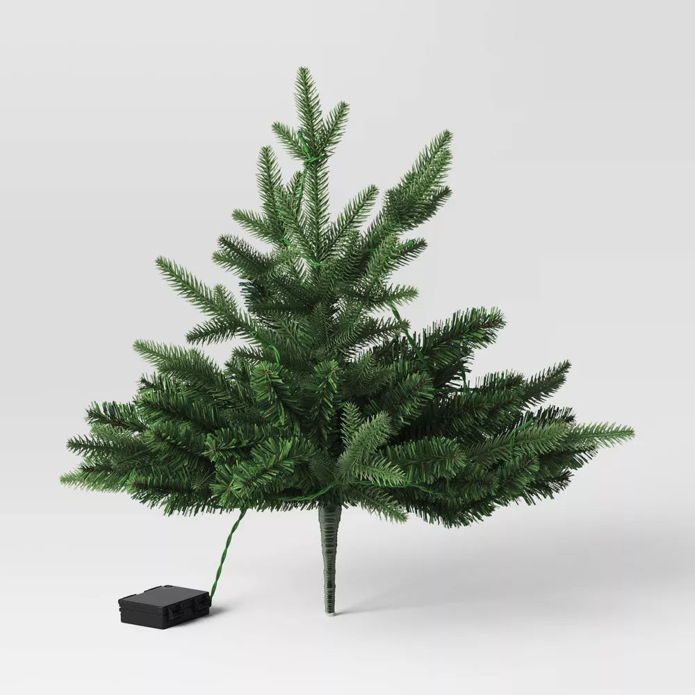 Pre-lit LED Battery Operated Mixed Pine Mini Christmas Artificial Pot Filler Warm White Lights, final cut