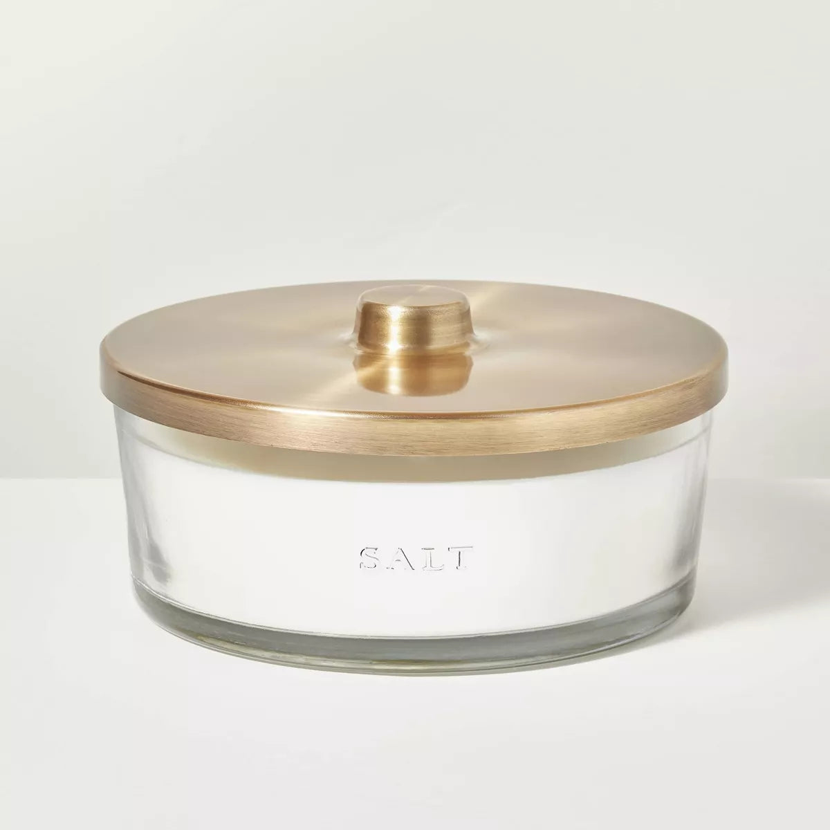 5-Wick Clear Glass Salt Knob-Lid Jar Candle 28oz SHOWROOM ITEM