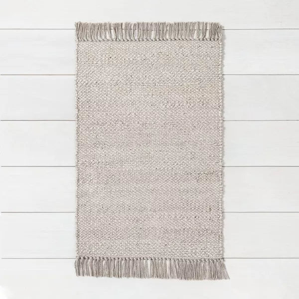 Bleached Jute Fringe Rug
