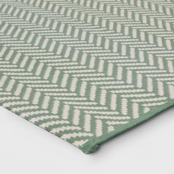 4'x5'6" Striped Power Loom Woven Area Rug Green