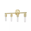 4-Light Satin Mid-Century Vanity Wall Light Sconce Brass: Includes LED Bulbs, ETL Listed