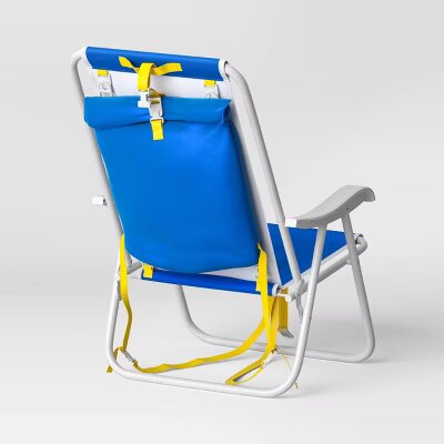 Recycled Fabric Outdoor Portable Beach Chair with Storage Space Blue