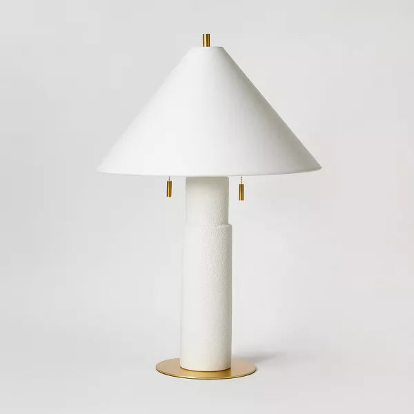 Ceramic Table Lamp with Tapered Shade White