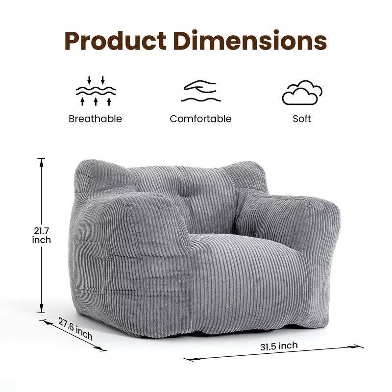 Bean Bag Chair, Corduroy Lazy Sofa Bean Bags Comfy Couch with Armrests