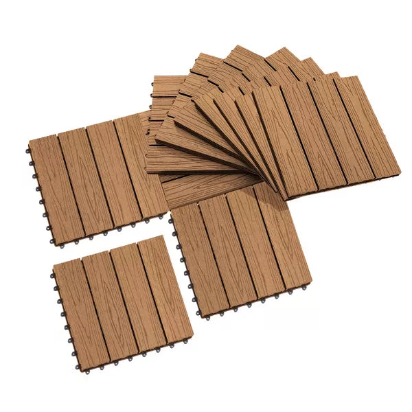 WPC Interlocking Composite Deck Tile 11 Pack for the Patio or Porch for a New Classic Look