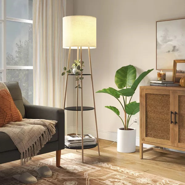 Shelf Floor Lamp Black/Natural - BASE ONLY