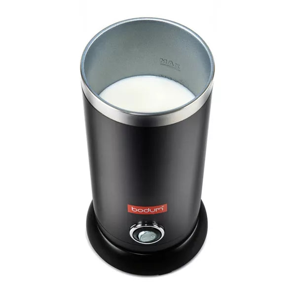 Bistro Electric Milk Frother Black: Stainless Steel Coffee Frother & Milk Steamer, Hand Wash