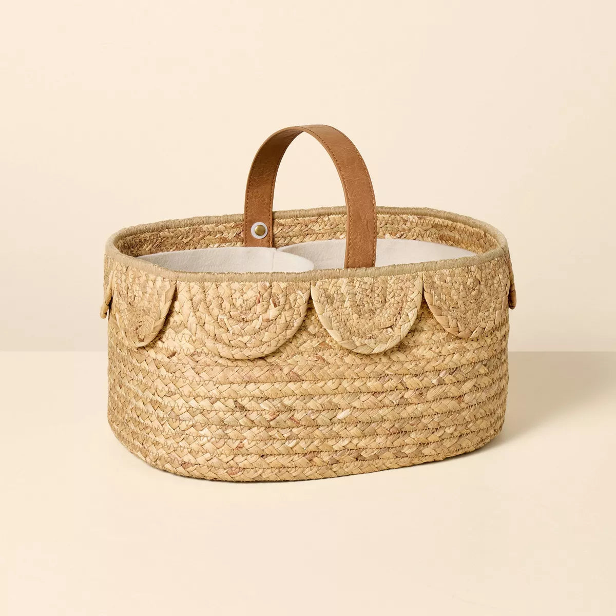 Natural Woven Scalloped Baby Diaper Caddy - Hearth & Hand™ with Magnolia SHOWROOM ITEM
