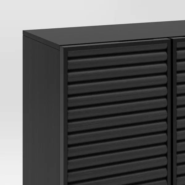 2 Door Fluted Accent Cabinet Black