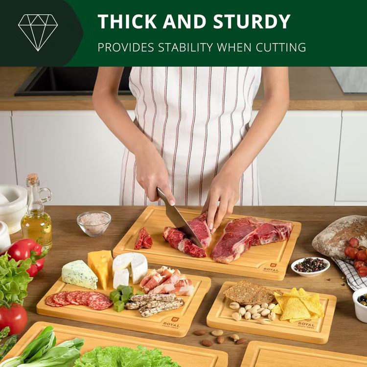 Bamboo Cutting Board Set of 3 with Side Trays