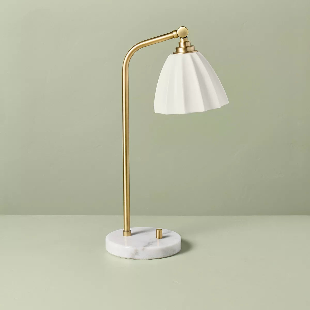 20.75" Fluted Ceramic Table Lamp with Marble Base SHOWROOM ITEM