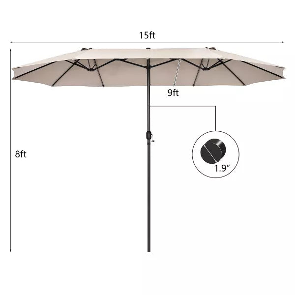 Patio Double-Sided Umbrella Crank Outdoor Garden Market Sun Shade