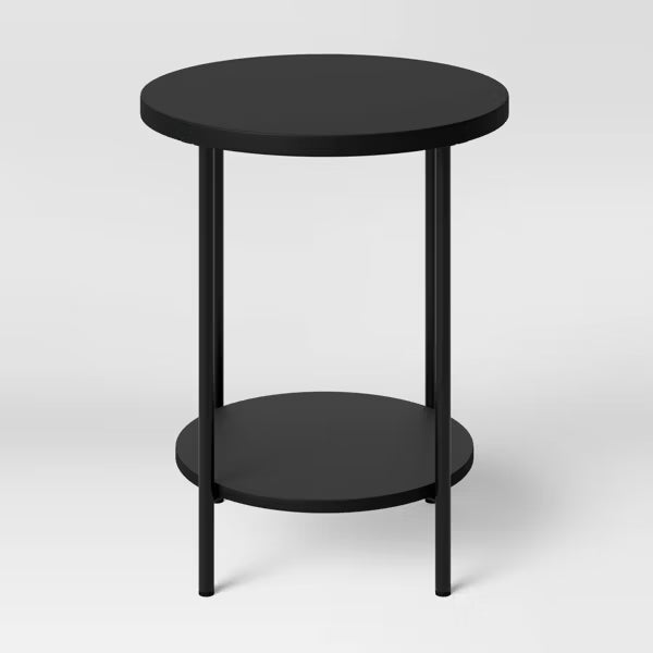Wood and Metal Small Round Side Table