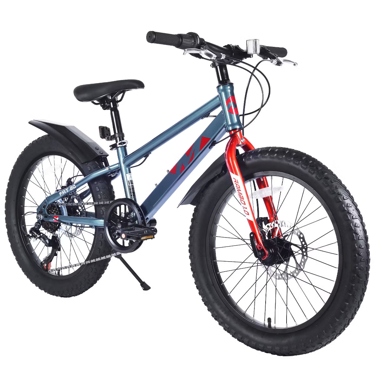 Steel Mountain Bike, High-Strength Reinforced Frame, 7-Speed, Fat Tires, Disc Brakes