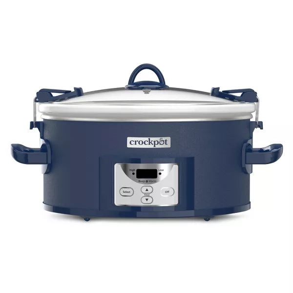 Cook & Carry One Touch Programmable Slow Cooker Poseidon Blue: Locking Lid, Dishwasher-Safe Parts