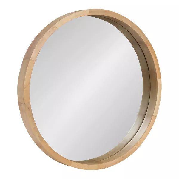 Hutton Round Decorative Wood Frame Wall Mirror