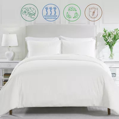 Duvet Cover Set 100% Cotton Sateen - Button Closure, Corner Ties