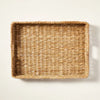 Natural Woven Rectangular Tray with Handles -  Artisanal, Farmhouse Style, Indoor/Outdoor Use