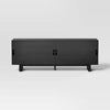 Fluted TV Stand Black - Entertainment Center with Adjustable Shelves