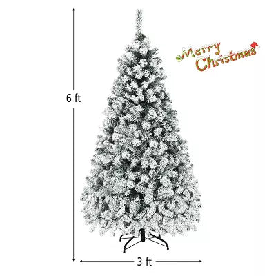 Pre-Lit Premium Snow Flocked Hinged Artificial Christmas Tree with 250 Lights