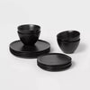 12pc Earthenware Houlton Dinnerware Set Black - Solid Plate & Bowl Dish Set, Microwave & Dishwasher Safe