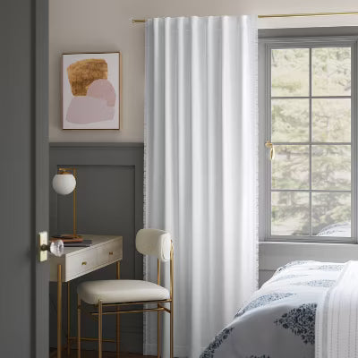 Blackout Slub Weave Raw Edge Curtain Panel