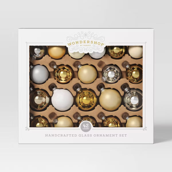 42pc Round Glass Christmas Tree Ornament Set