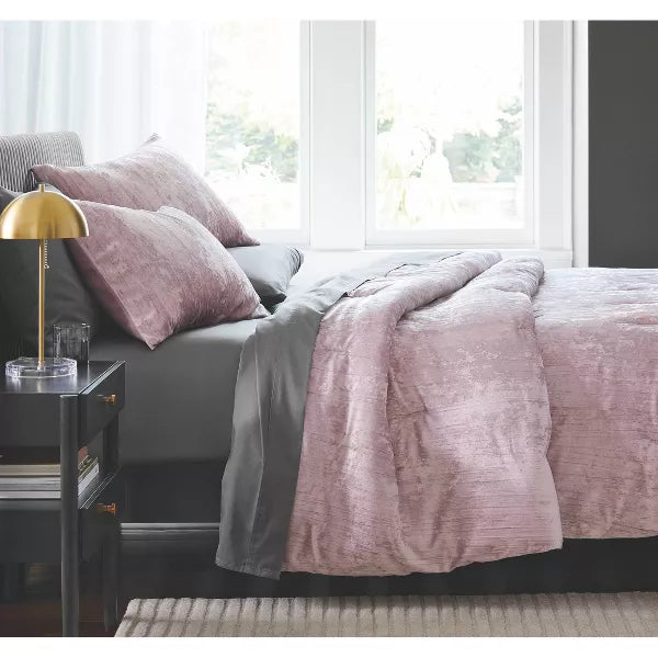 3pc Luxe Distressed Crinkle Velvet Comforter and Sham Set - Full/Queen
