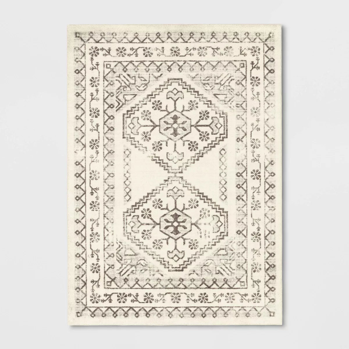 Washable Distressed Persian Accent Rug Cream - 5'x7'