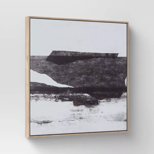 Set of 2 Framed Canvas Black - Modern Style, Digital Abstract Art, Vertical Polystyrene Frame