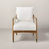Boucle Upholstered Accent Arm Chair with Striped Back Pillow SHOWROOM ONLY ITEM
