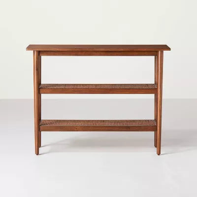 Wood & Cane Console Table