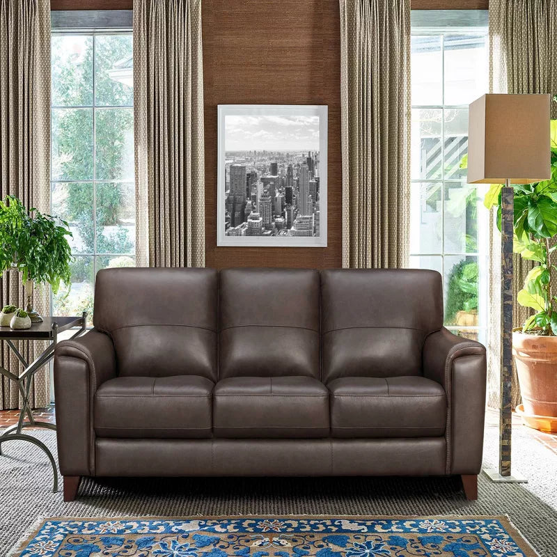 Bergen Genuine Leather Square Arm Sofa - Armen Living