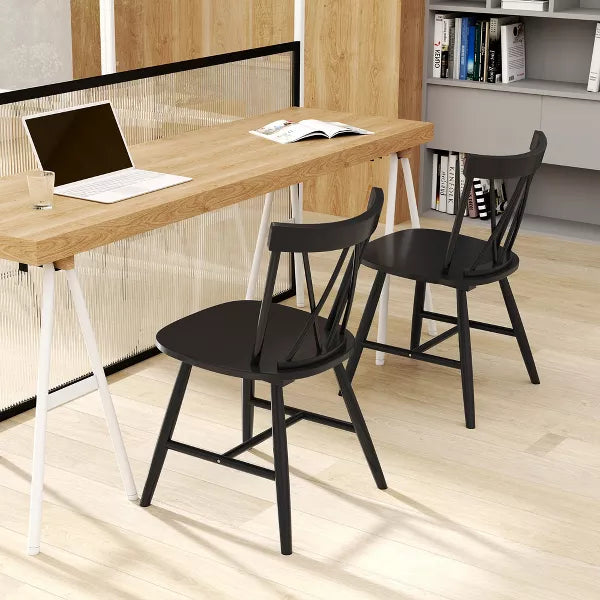 2-Pieces Dining Chairs Farmhouse Kitchen Chair with Rubber Wood Frame