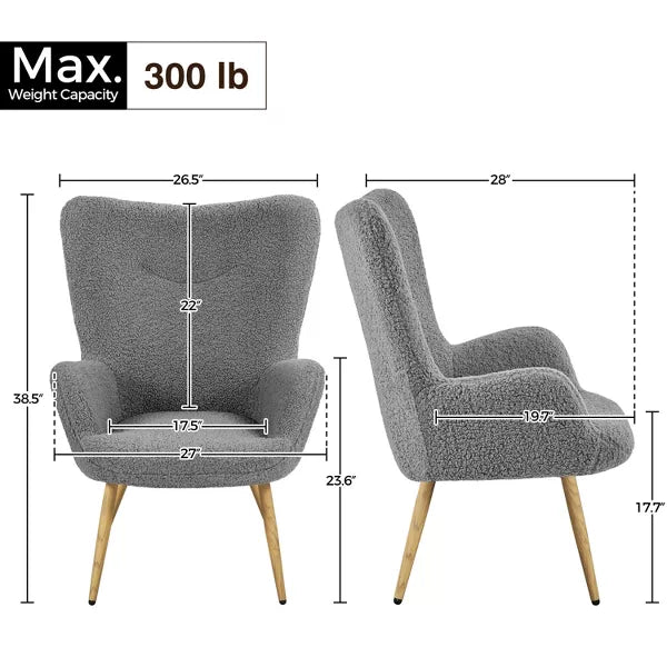 Boucle Accent Chair with Wood-tone Metal Legs