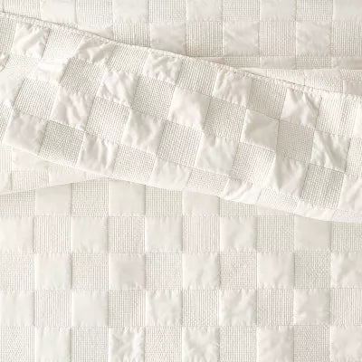 Checkerboard Stitch Quilt Cream - King