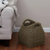 Basket with Handles Seagrass: Handwoven Round Storage, Brown Decorative Wicker