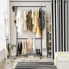 Heavy-Duty Clothes Rack, Double-Rod Clothing Rack for Hanging Clothes, Industrial Garment Rack on Wheels, Commercial Display, Black