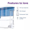 Classic 30-Cup Water Dispenser Filtration System - Blue/White: BPA-Free, Filters Chlorine & Mercury, 40-Day Filter Life