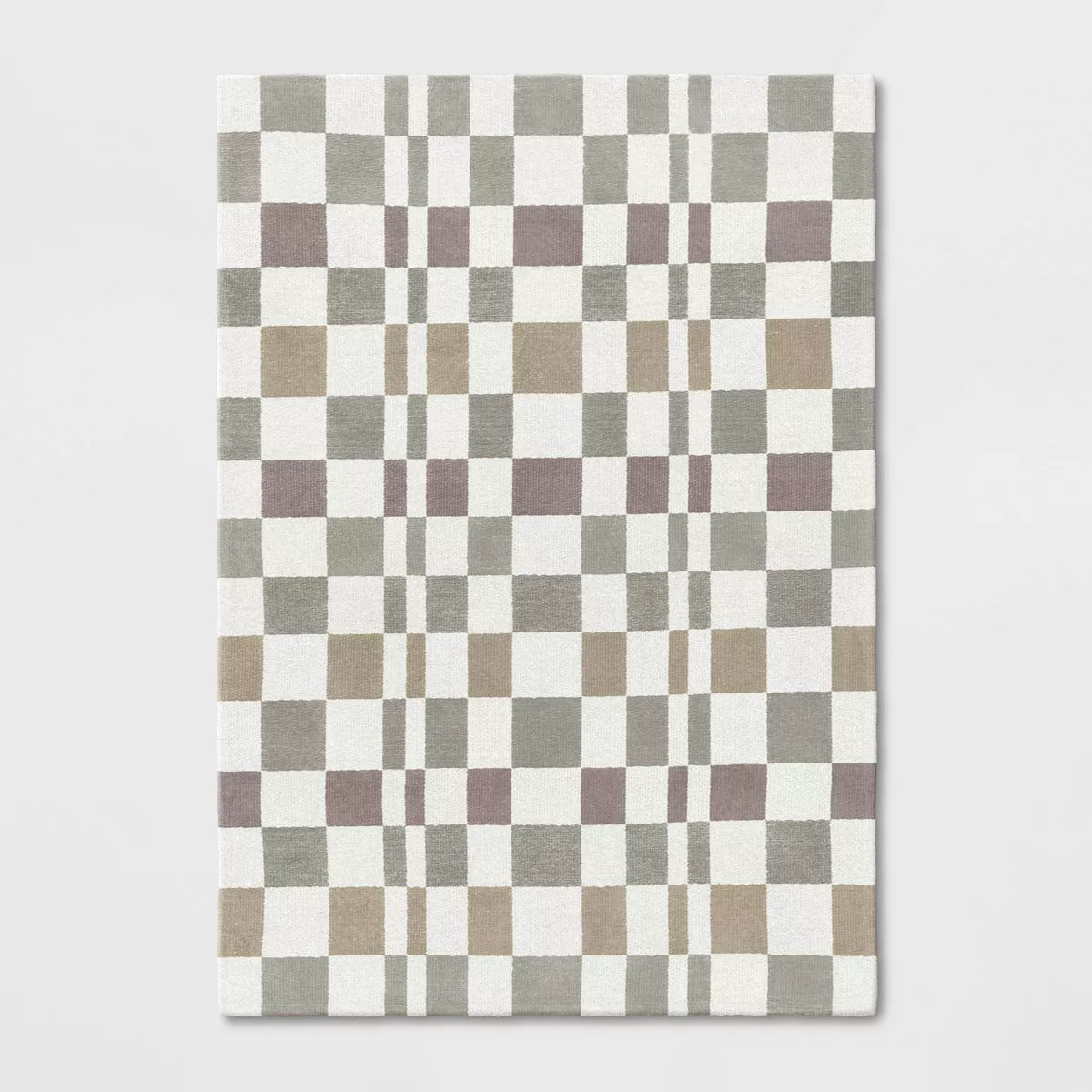 Checkered Woven Flatweave Area Rug White 5'x7'