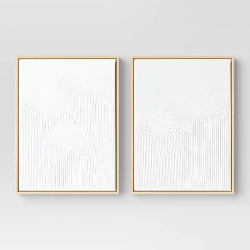 (Set of 2)  Rainbow Arches Framed Embellished Canvas Set