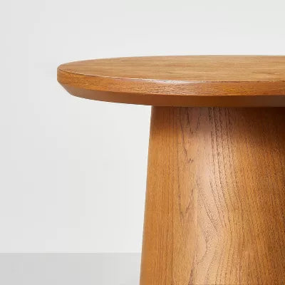 Wooden Round Pedestal Accent Side Table