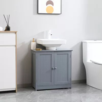 Under Sink Bathroom Cabinet with 2 Doors and Shelf, Pedestal Sink Bathroom Vanity Furniture