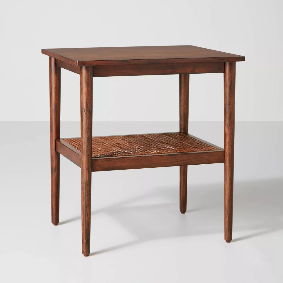 Wood & Cane Accent Side Table