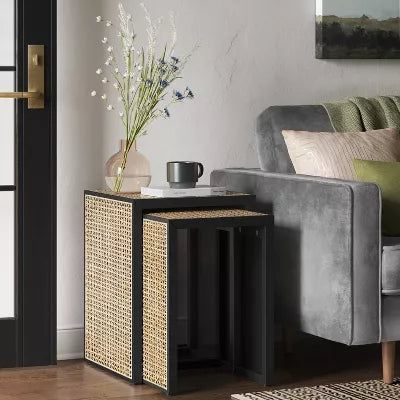Nesting Accent Table Black/Natural 1-Piece