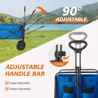 Wagon Cart Collapsible Folding Cart Steel Utility Garden Cart with Wheels for Camping