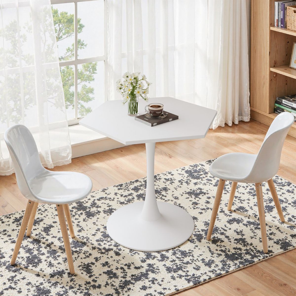 31.50" Modern Hexagonal Coffee Table - White SHOWROOM ITEM