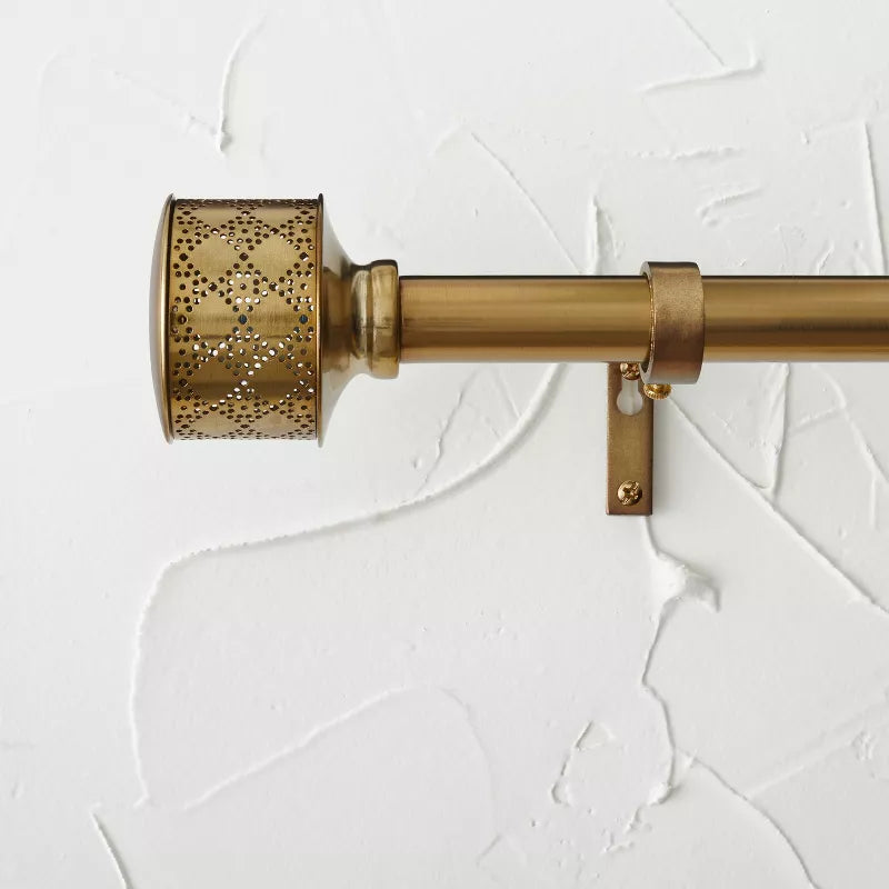 Pierced Drum Curtain Rod Brass